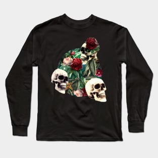 Flowers and Skulls (Green) Long Sleeve T-Shirt